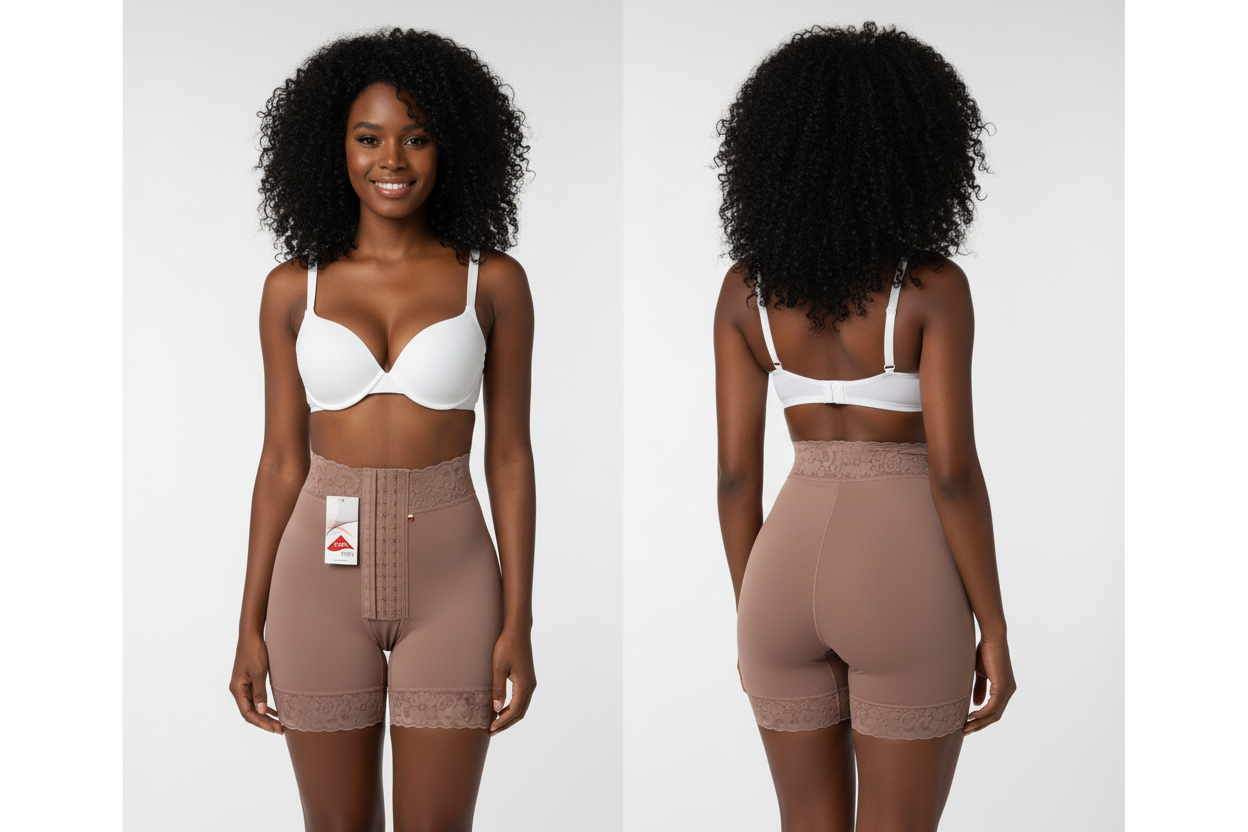 Femme noire shorty marron moka